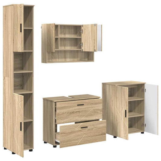 Badezimmermöbel Set mit Tür 4 pcs Sonoma-Eiche 30 x 35 x 192 cm