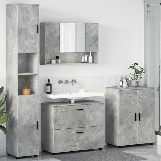 Badezimmermöbel Set mit Regal 4 pcs Betongrau 30 x 35 x 192 cm