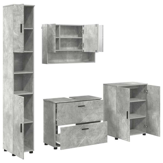 Badezimmermöbel Set mit Regal 4 pcs Betongrau 30 x 35 x 192 cm