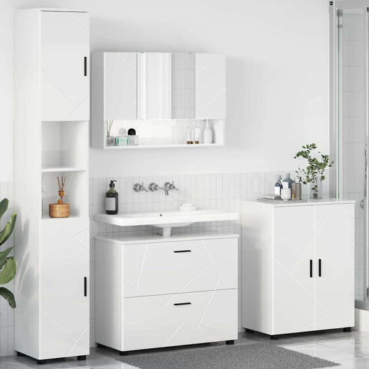 Badezimmermöbel Set 4 pcs Hochglanz-Weiß 30 x 35 x 192 cm