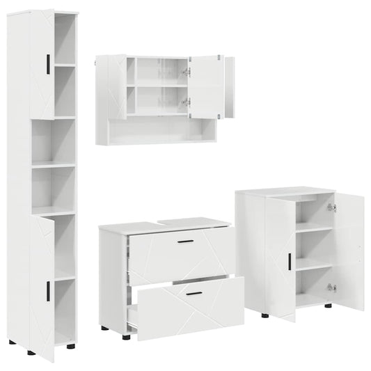 Badezimmermöbel Set 4 pcs Hochglanz-Weiß 30 x 35 x 192 cm