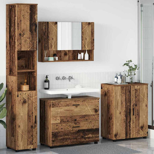 Badezimmermöbel Set mit Regal 4 pcs Altholz 30 x 35 x 192 cm