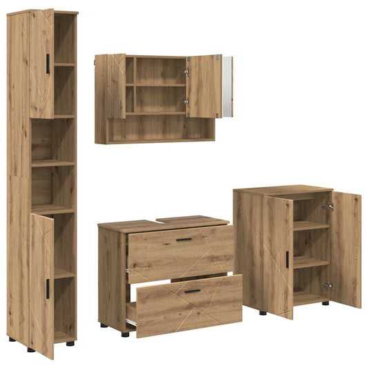Badezimmermöbel Set 4 pcs Artisan-Eiche 30 x 35 x 192 cm
