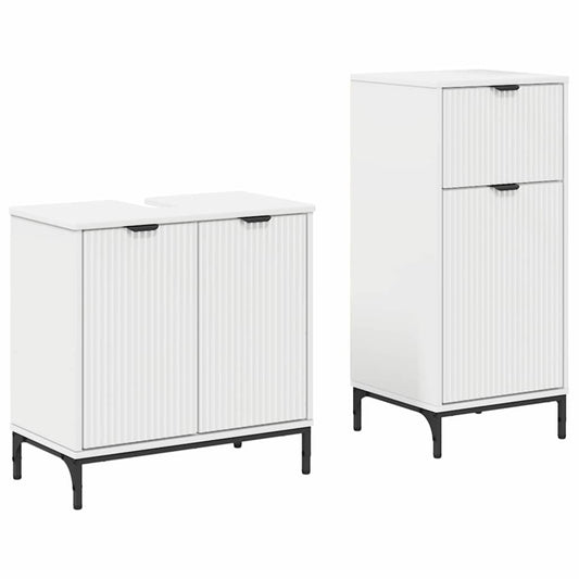 Badezimmermöbel Set 2 pcs Weiß 39,5 x 36 x 88 cm Holzwerkstoff