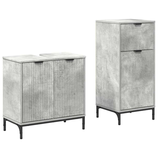 Badezimmermöbel Set mit Regal 2 pcs Betongrau 39,5 x 36 x 88 cm