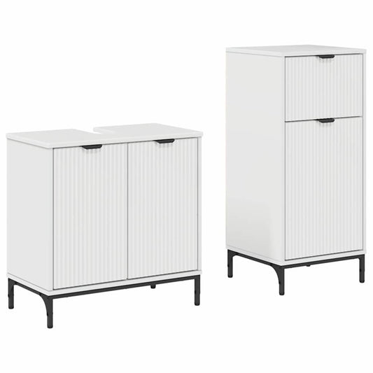 Badezimmermöbel Set 2 pcs Hochglanz-Weiß 39,5 x 36 x 88 cm