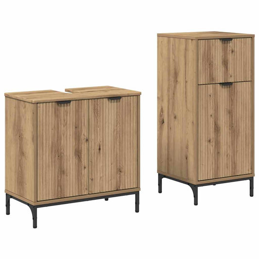 Badezimmermöbel Set Plaid 2 pcs Artisan-Eiche 39,5 x 36 x 88 cm