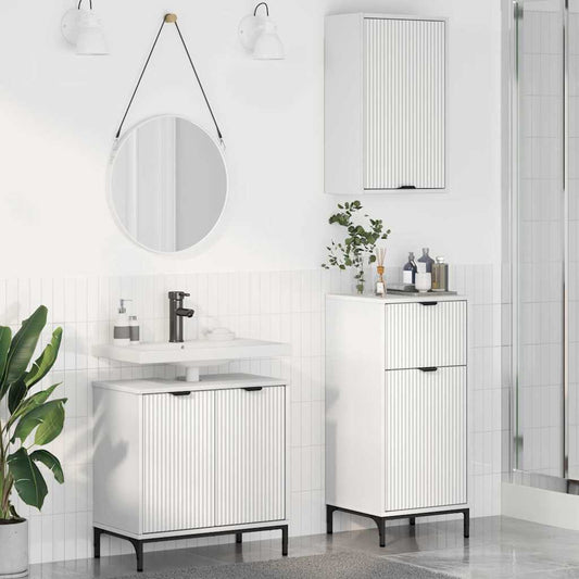 Badezimmermöbel Set 3 pcs Weiß 39,5 x 36 x 88 cm Holzwerkstoff