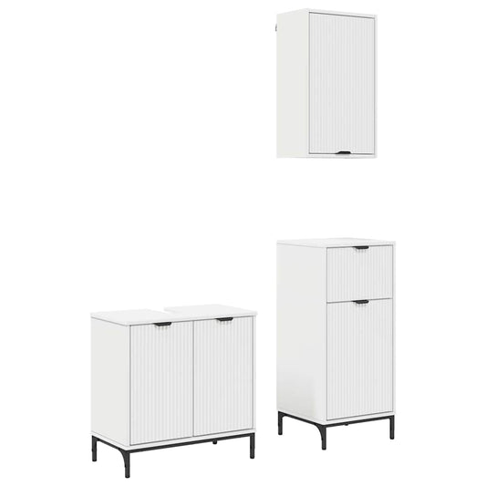 Badezimmermöbel Set 3 pcs Weiß 39,5 x 36 x 88 cm Holzwerkstoff