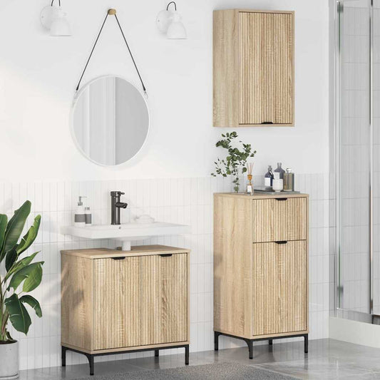 Badezimmermöbel Set Plaid 3 pcs Sonoma-Eiche 39,5 x 36 x 88 cm