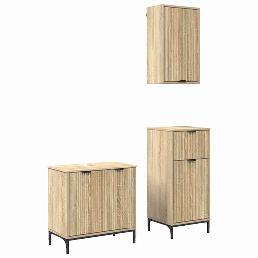 Badezimmermöbel Set Plaid 3 pcs Sonoma-Eiche 39,5 x 36 x 88 cm