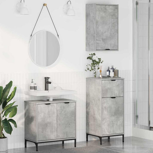 Badezimmermöbel Set mit Regal 3 pcs Betongrau 39,5 x 36 x 88 cm
