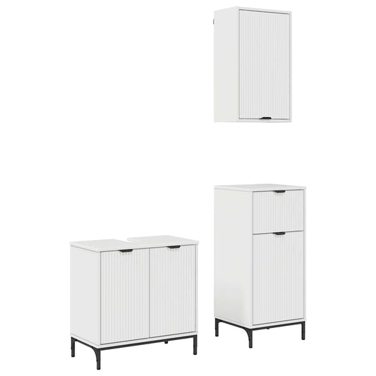 Badezimmermöbel Set 3 pcs Hochglanz-Weiß 39,5 x 36 x 88 cm