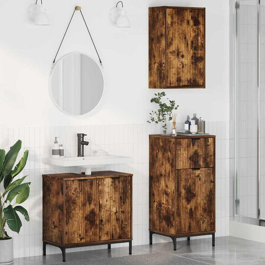 Badezimmermöbel Set Plaid 3 pcs Räuchereiche 39,5 x 36 x 88 cm