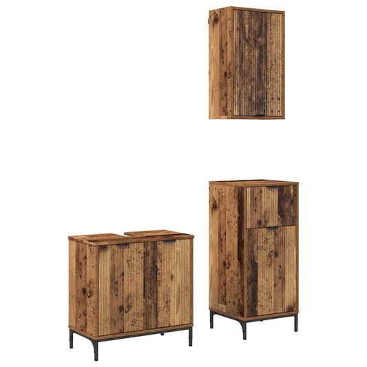 Badezimmermöbel Set mit Regal 3 pcs Altholz 39,5 x 36 x 88 cm
