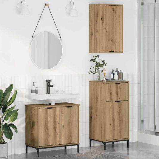 Badezimmermöbel Set Plaid 3 pcs Artisan-Eiche 39,5 x 36 x 88 cm