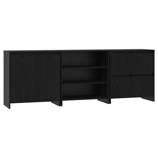 Sideboard 3 pcs Schwarz Eichen-Optik 70 x 41 x 75 cm