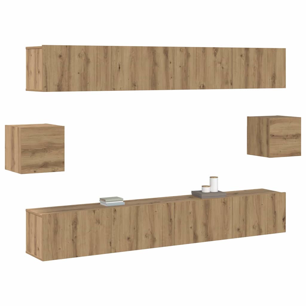6-teiliges TV-Cabinet Set Artisan-Eiche Engineered Wood