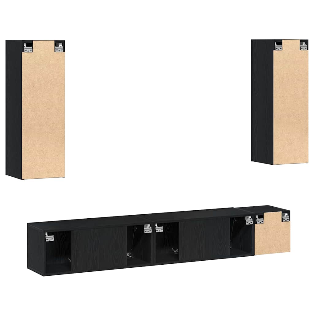 5-teiliges TV-Schrank Set Schwarze Eiche Holzwerkstoff