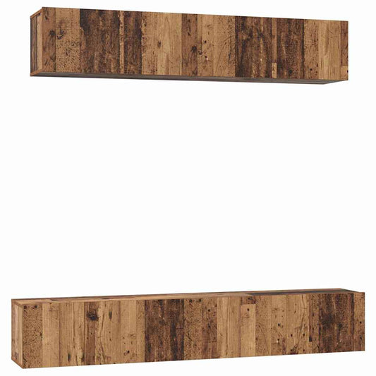 TV-Schrankset Wandmontiert 5 pcs Altholz Holzwerkstoff