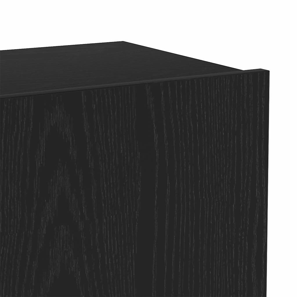 6-teiliges TV-Schrank Set -Wandmontiert, Schwarz-Eiche Holzwerkstoff