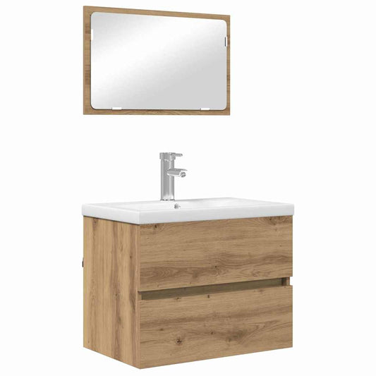Badezimmermöbel Set Wandmontiert 3 pcs Schwarz Eichen-Optik