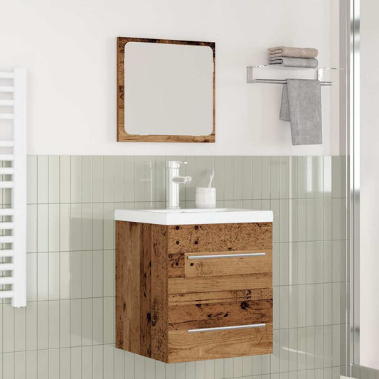 Badezimmermöbel Set mit Schubladen 2 pcs Altholz Holzwerkstoff