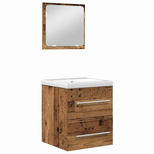 Badezimmermöbel Set mit Schubladen 2 pcs Altholz Holzwerkstoff