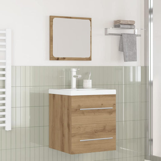 Badezimmermöbel Set 2 pcs Schwarz Eichen-Optik Holzwerkstoff