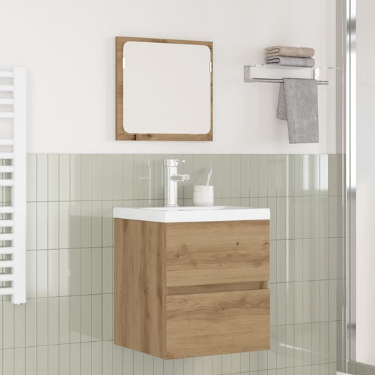 Badezimmermöbel Set Wandmontiert 3 pcs Schwarzer Eiche und Weiß