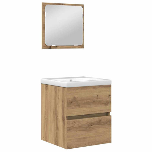Badezimmermöbel Set Wandmontiert 3 pcs Schwarzer Eiche und Weiß