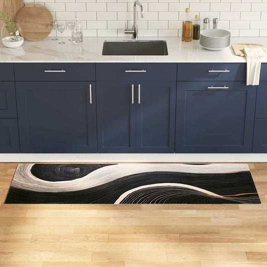 Küchen Teppich Art Deco Schwarz 180 x 60 cm Samt