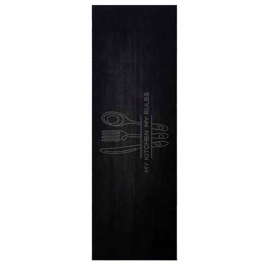 Küchen Teppich Schwarz 180 x 60 cm Samt