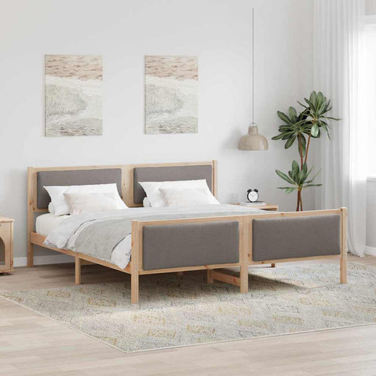 Bettgestell mit Kopfteil Taupe 180 x 200 cm Stoff