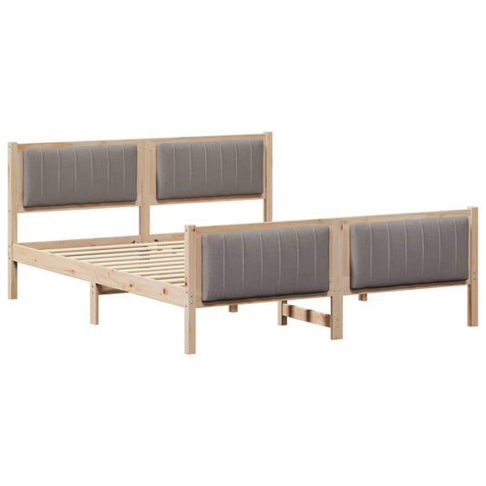 Bettgestell Braun und Taupe 150 x 200 cm Massivholz Kiefer
