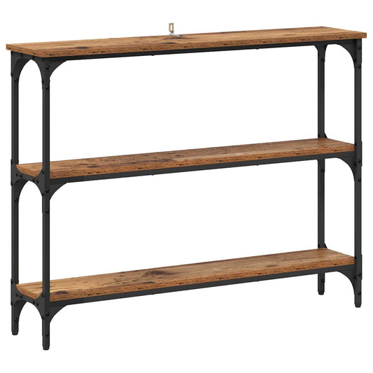 Konsolentisch mit Regal mit Speicher Altholz 100 x 22,5 x 75 cm