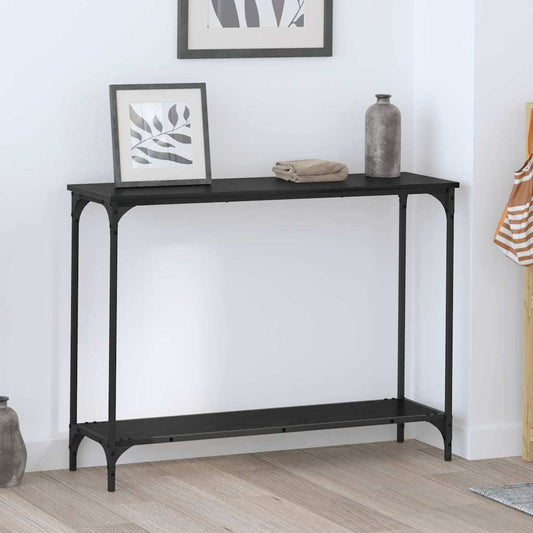 Konsolentisch mit Regal Schwarz Eichen-Optik 101 x 30.5 x 75 cm
