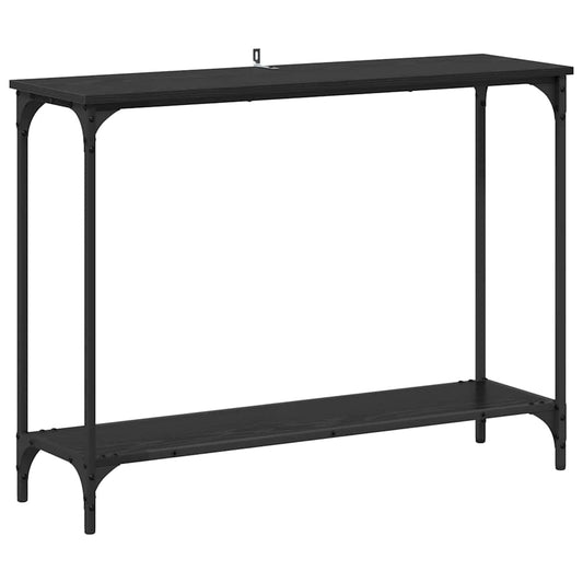 Konsolentisch mit Regal Schwarz Eichen-Optik 101 x 30.5 x 75 cm