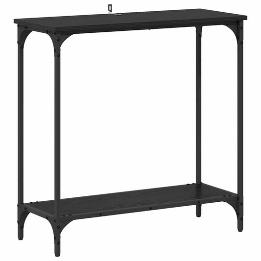 Konsolentisch mit Regal Schwarz Eichen-Optik 75 x 30.5 x 75 cm