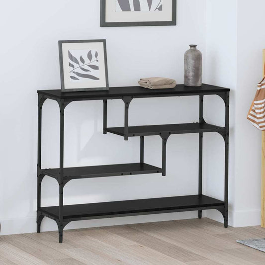Konsolentisch mit Regal Schwarz Eichen-Optik 100 x 30 x 75 cm