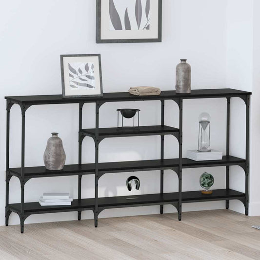 Konsolentisch mit Regal Schwarz Eichen-Optik 160 x 29 x 80 cm