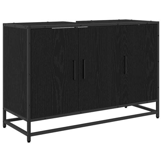 Badezimmer Waschbecken Schrank mit Regal Schwarz Eichen-Optik
