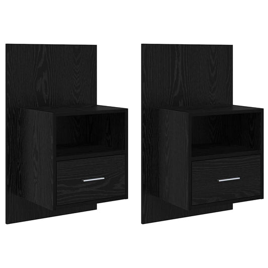 Bettschrank 2 pcs Schwarz Eichen-Optik 48,5 x 32,5 x 80 cm
