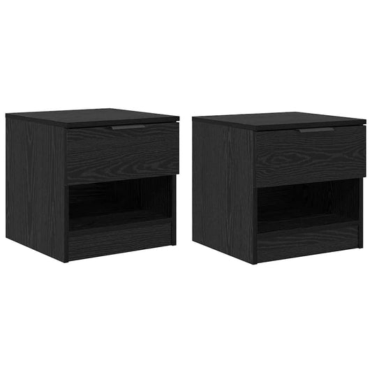 Bettschrank 2 pcs Schwarz Eichen-Optik 40 x 39 x 40 cm