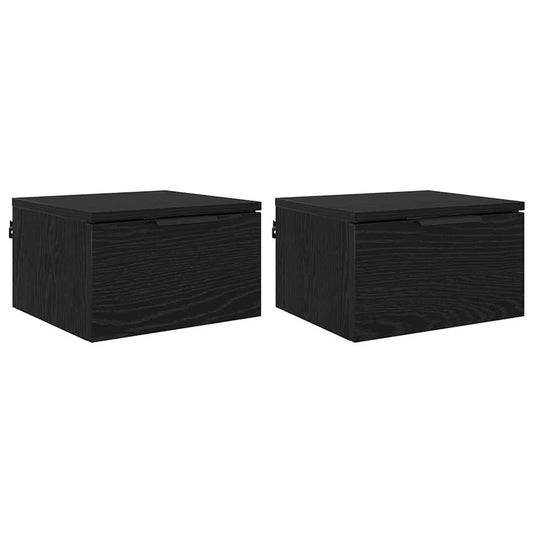 Nachttisch 2 pcs Schwarz Eichen-Optik 34 x 30 x 20 cm