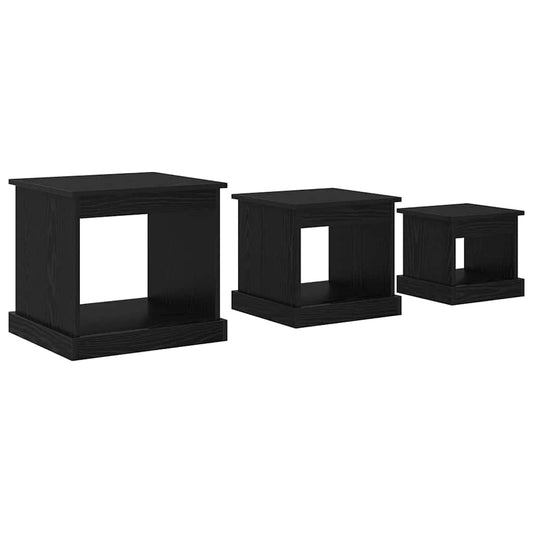 Couchtisch 3 pcs Schwarz Eichen-Optik Holzwerkstoff