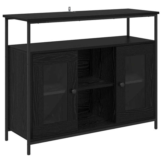 Sideboard Schwarz Eichen-Optik 100 x 35 x 80 cm Holzwerkstoff