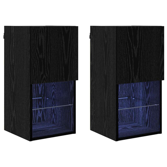Wandmontierte TV-Schränke 2 pcs Schwarz Eichen-Optik