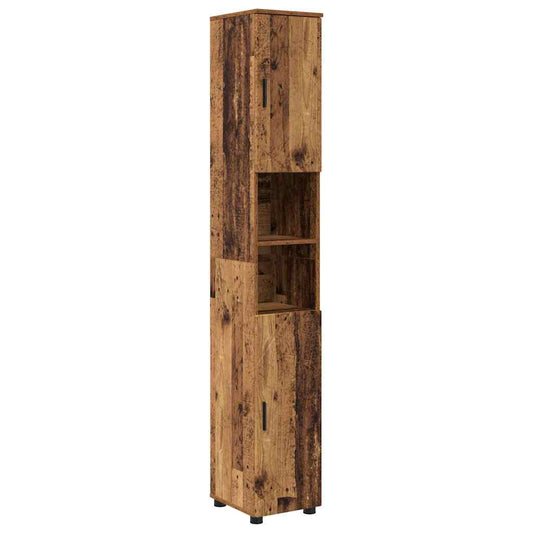 Badezimmerschrank mit Speicher mit Tür Altholz 30 x 35 x 192 cm