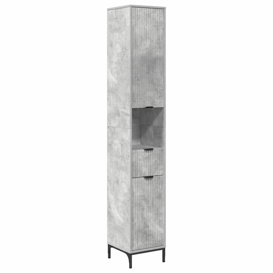 Badezimmerschrank mit Schubladen Beton Grau 31,5 x 33 x 190 cm